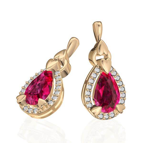 עגילים זהב אבן טיפה