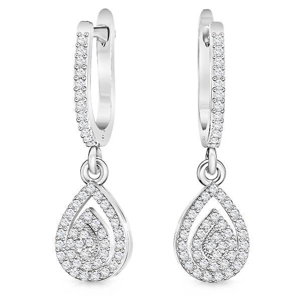 עגיל יהלומים תלוי בעיצוב טיפה