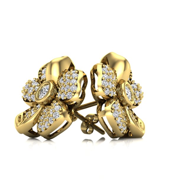 עגילי זהב פרח