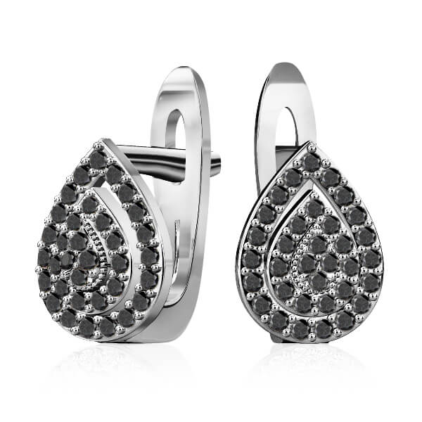 עגילי יהלומים שחורים בצורת טיפה