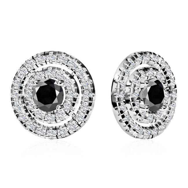 עגילי הולו עם יהלום שחור מרכזי