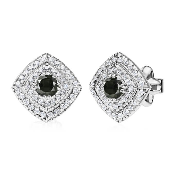 עגילי הולו יהלום שחור מרכזי