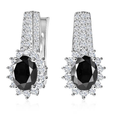 עגילי וינטג' עם יהלום שחור מרכזי