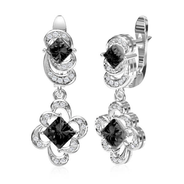 עגילי יהלומים שחורים בעיצוב וינטג'