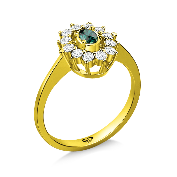 טבעת יהלום שחור עם קשתות יהלומים לבנים