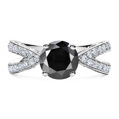 טבעת סוליטר יהלום שחור