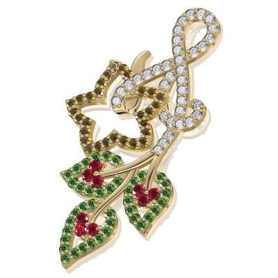 תליון לשרשרת יהלומים ואבני חן