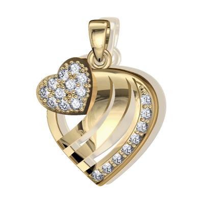 תליון לב זהב ןיהלומים