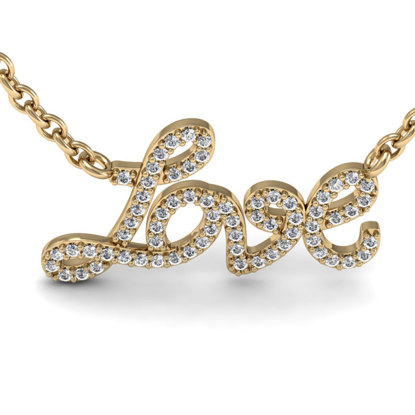 תליון יהלומים עם המילה אהבה LOVE