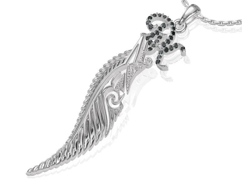 תליון מעוצב אישית עם יהלומים שחורים