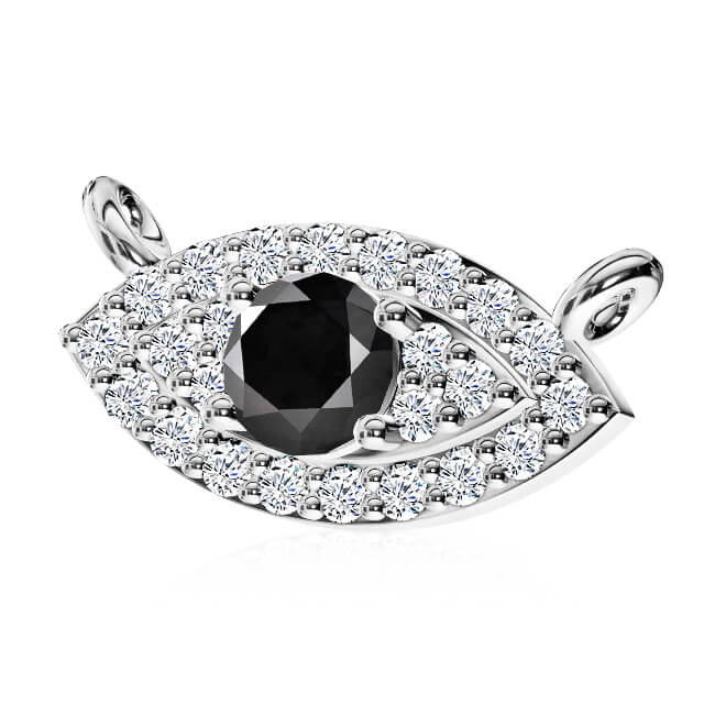 תליון עם יהלומים לבנים ויהלום שחור מרכזי