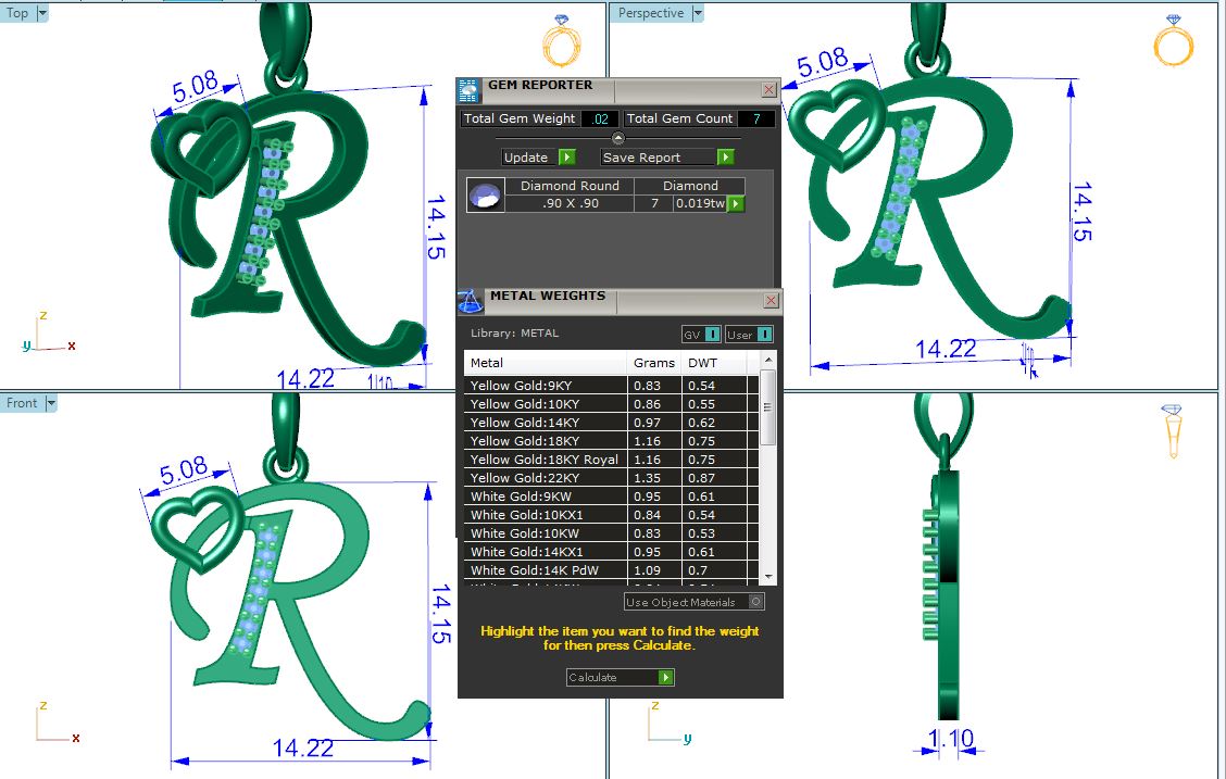 תליון זהב עם אות שם