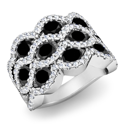 טבעת יהלומים שחורים לגבר