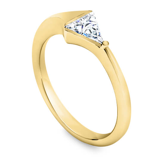 טבעת זהב צהוב יהלום משולש