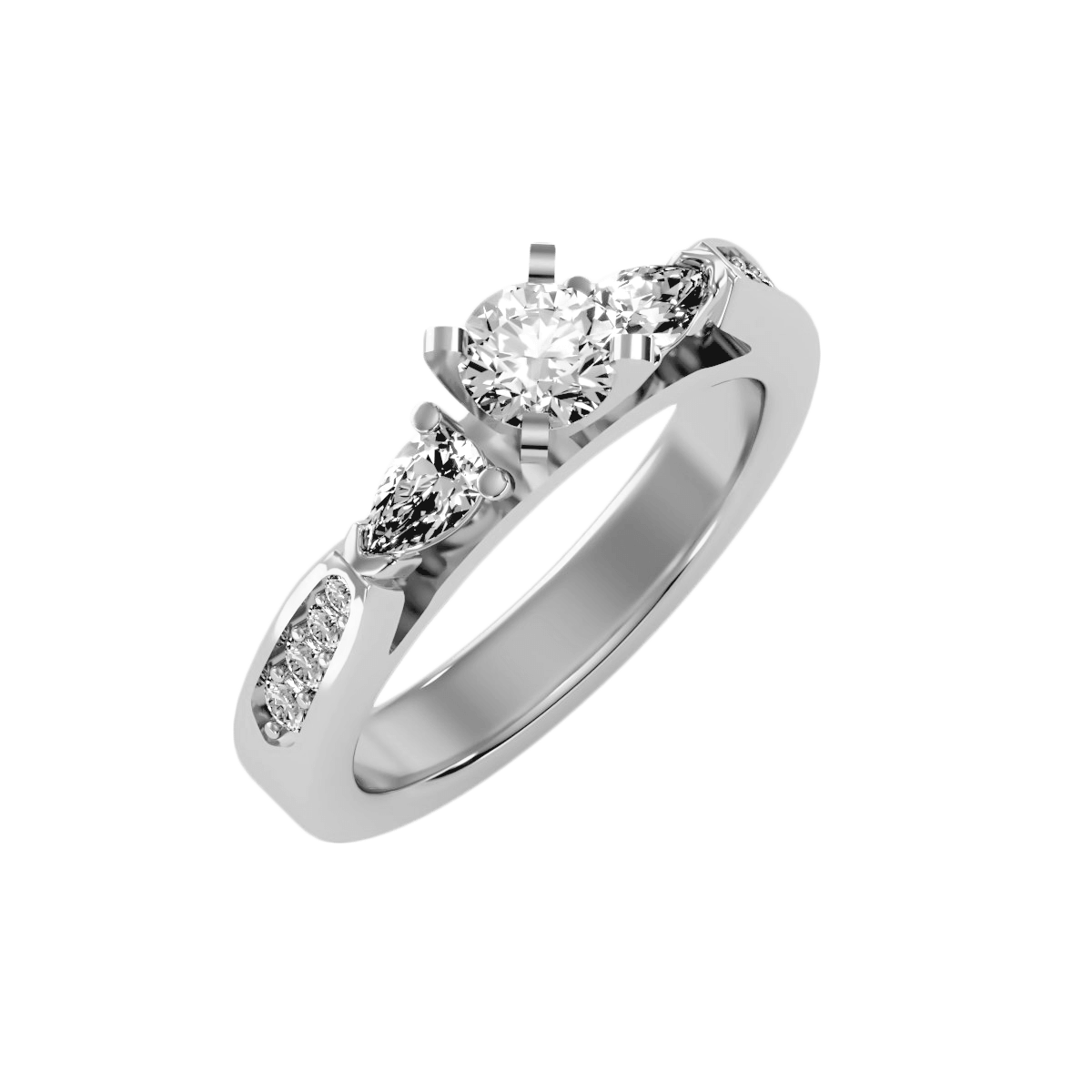 טבעת טריפל משובצת יהלומים- יהלומים paer