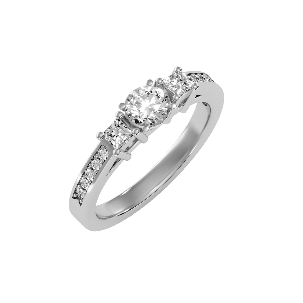 טבעת טריפל עם יהלומים-פרינסס