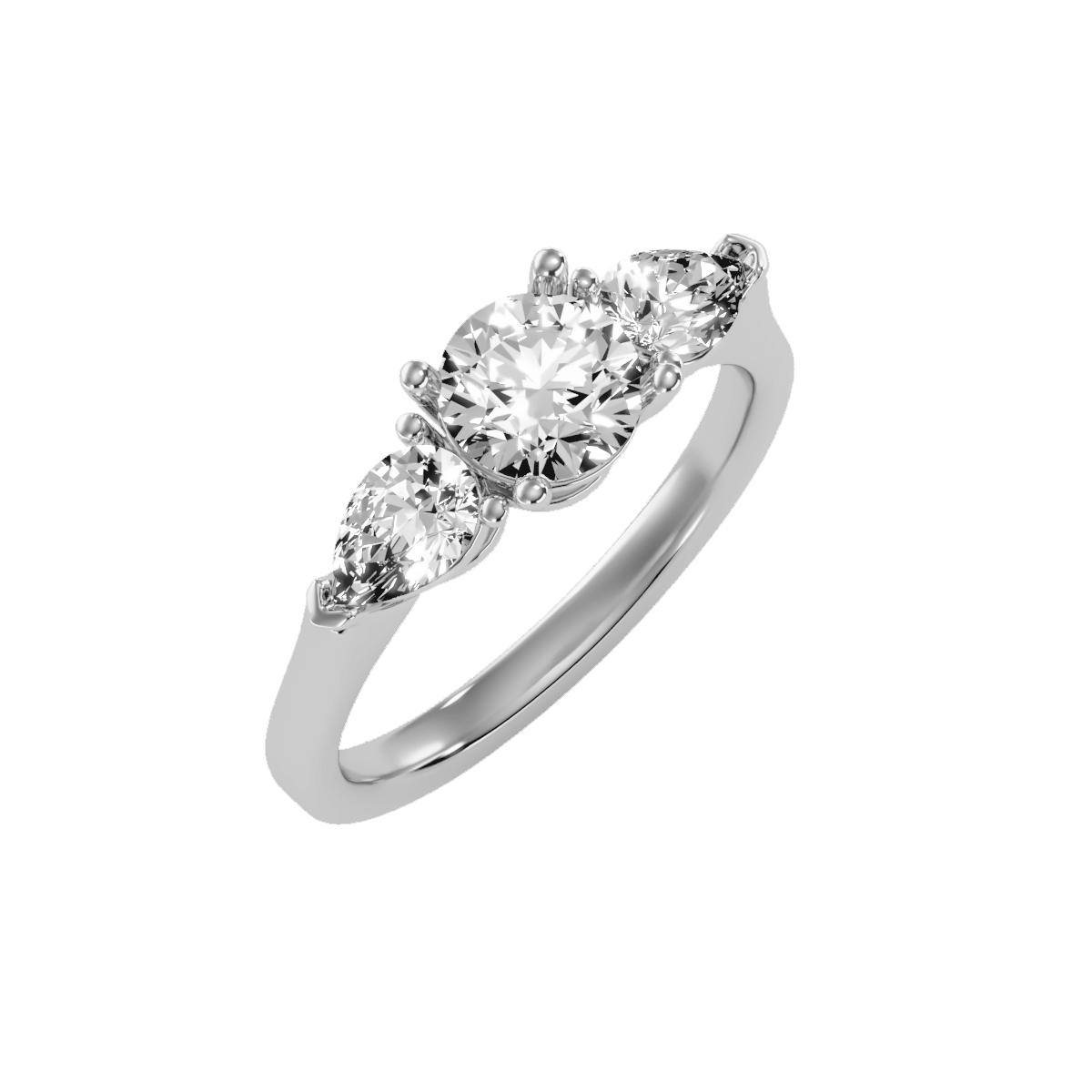 טבעת 3 יהלומים מיוחדת- יהלומים חיתוך pear