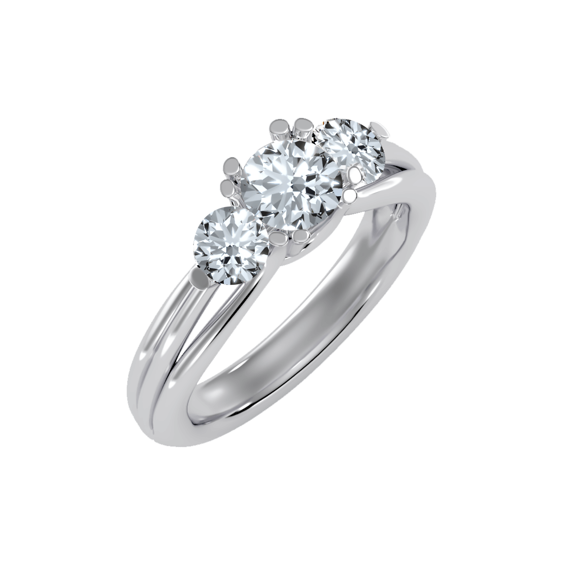 טבעת 3 יהלומים גדולים מעוצבת ויוקרתית