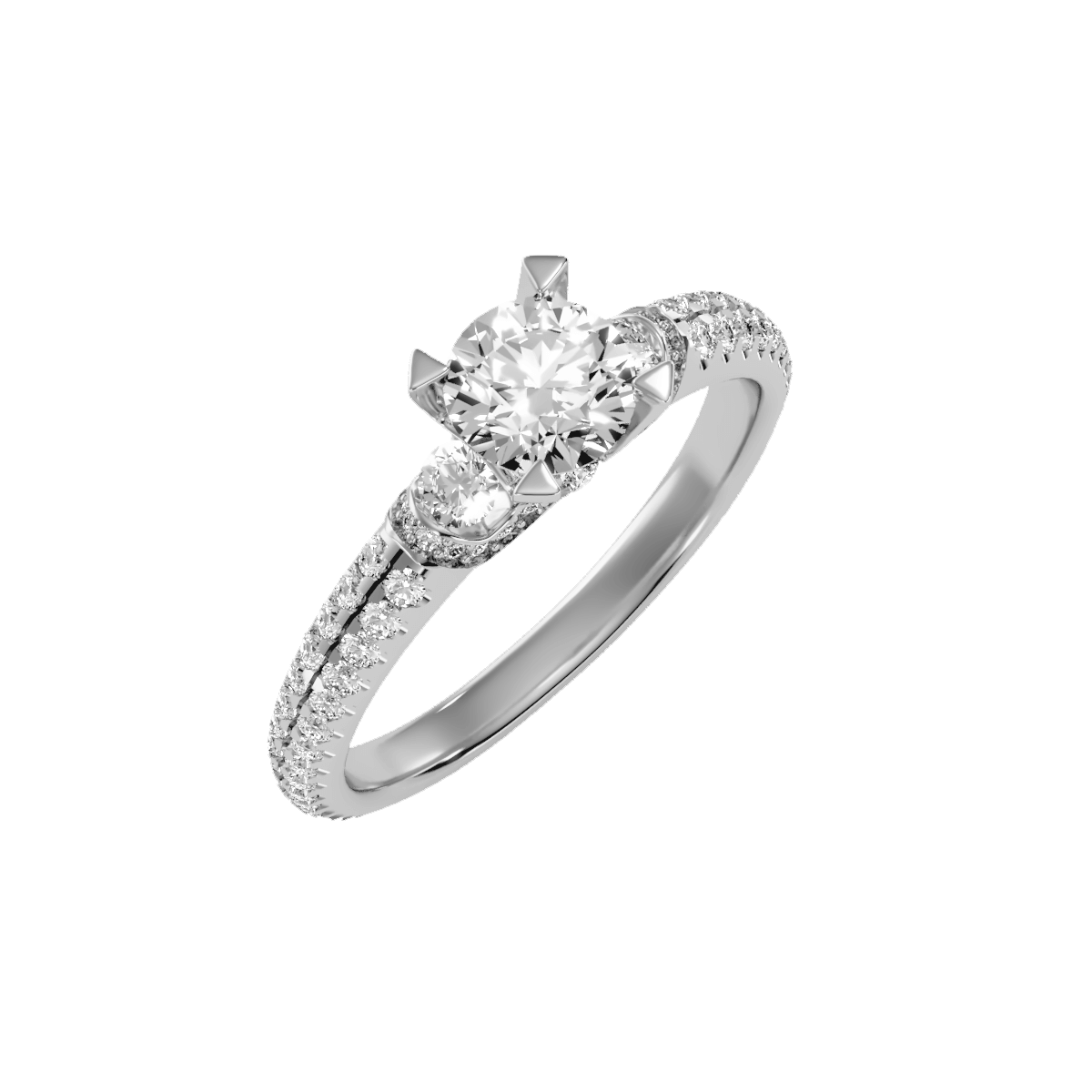 טבעת אירוסין סוליטר משובצת לאישה 