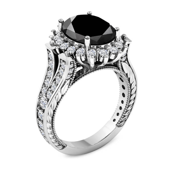 טבעת דיאנה מרשימה יהלום שחור מרכזי