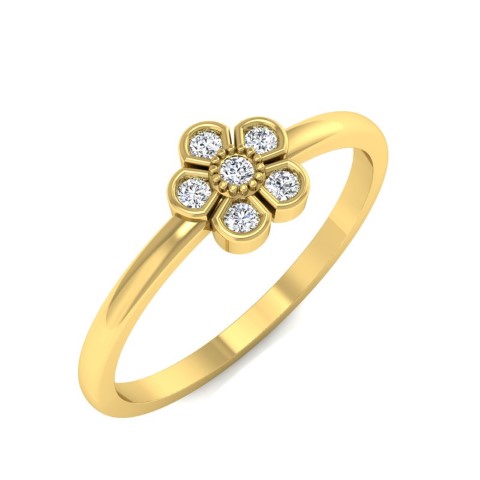 טבעת פרח עדינה זהב ויהלומים