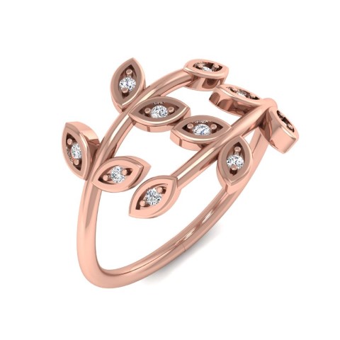 טבעת זהב מעוצבת משובצת יהלומים