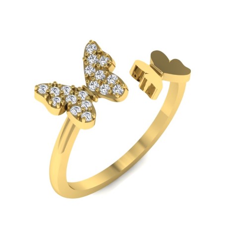 טבעת פרפר זהב ויהלומים