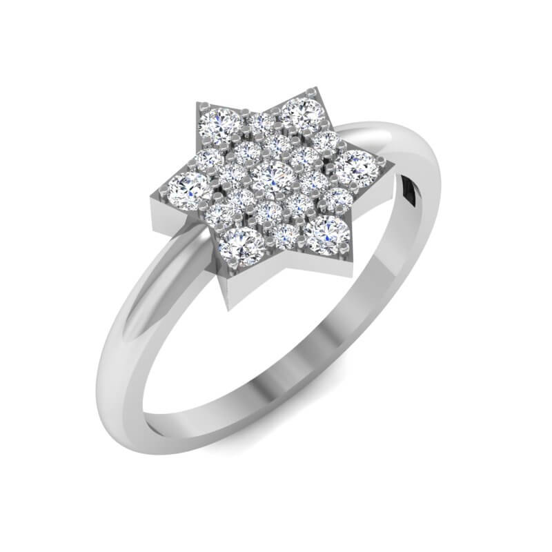 טבעת כוכב עדינה עם יהלומים