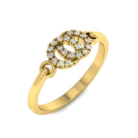 טבעת עיגול מזהב ויהלומים