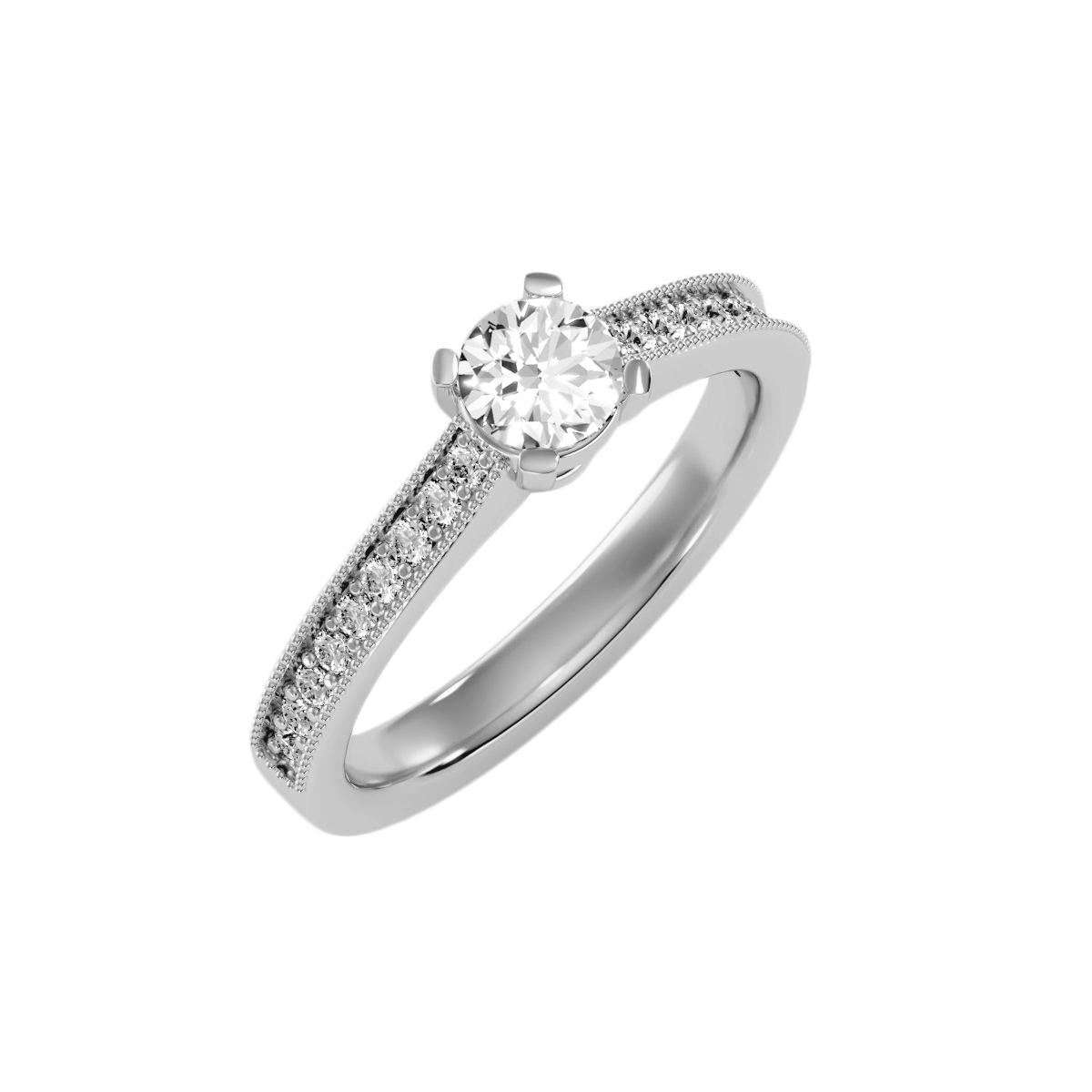 טבעת בעיצוב סוליטר ובשיבוץ יהלומים לאישה