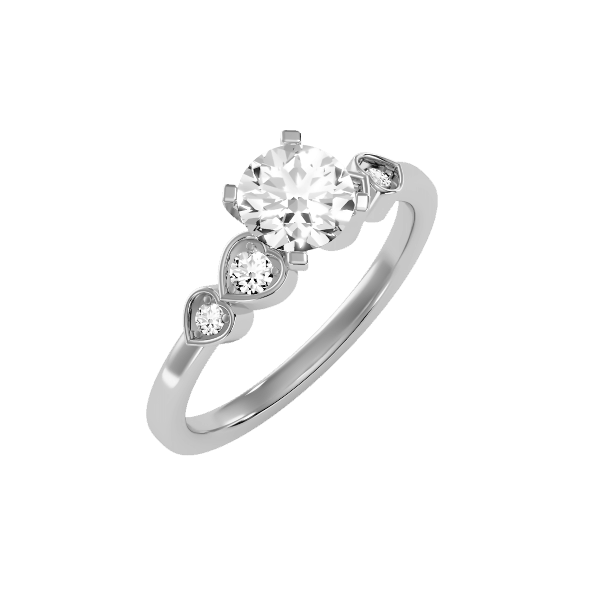 טבעת סוליטר לאישה- עיצוב לבבות