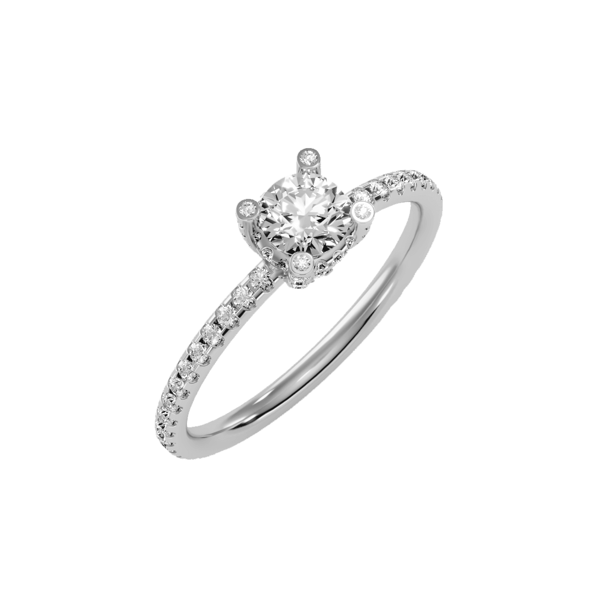 טבעת בעיצוב סוליטר ובשיבוץ יהלומים לאישה