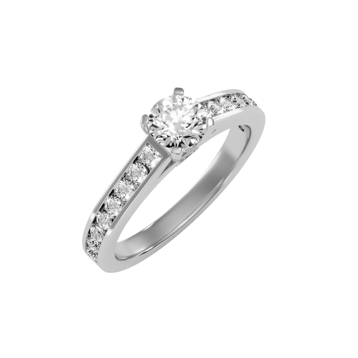 טבעת אירוסין סוליטר משובצת יהלומים