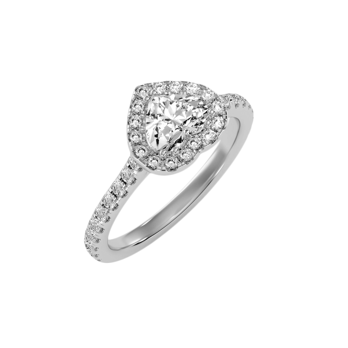 טבעת הולו בעיצוב לב מוקף יהלומים לאישה