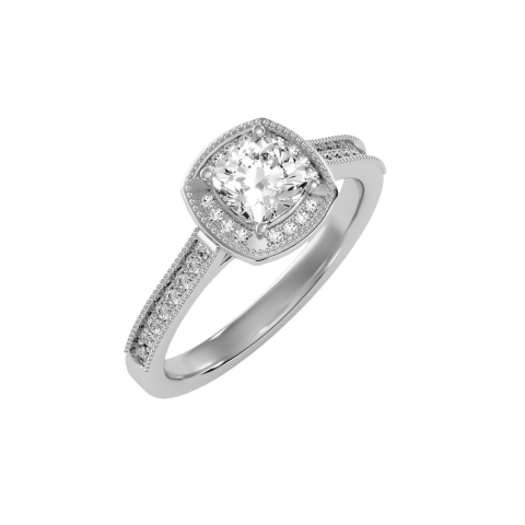 טבעת הולו לאישה- יהלום מרכזי Cushion