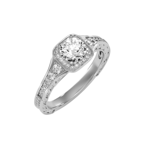 טבעת בעיצוב סוליטר משובצת יהלומים 