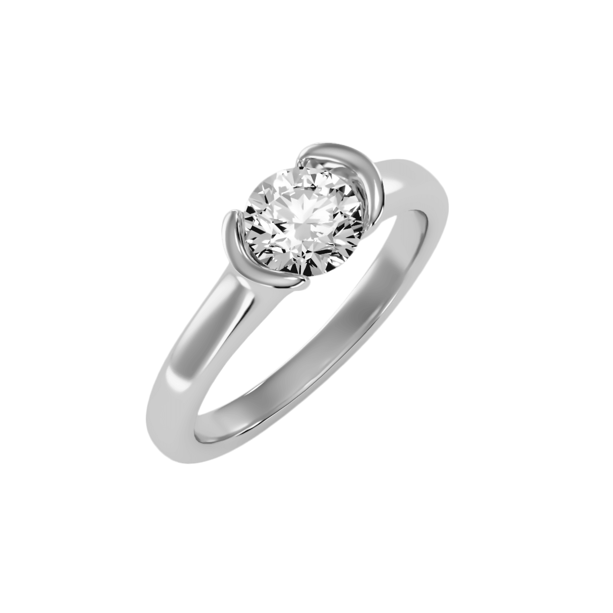 טבעת בעיצוב סוליטר ובשיבוץ יהלומים לאישה