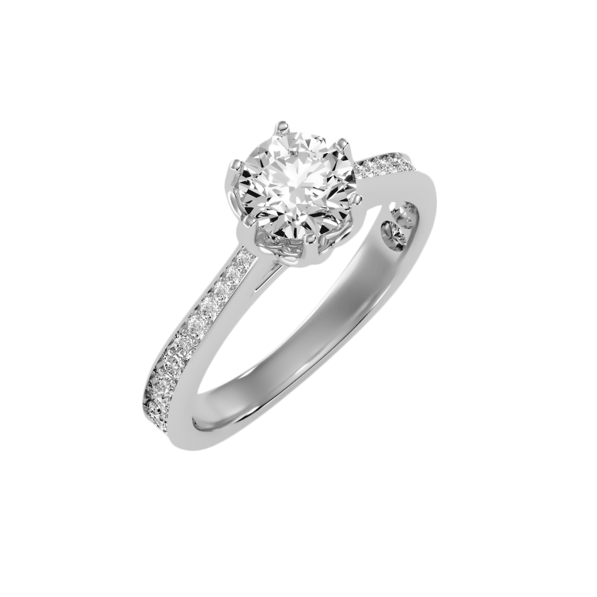 טבעת בעיצוב סוליטר ובשיבוץ יהלומים לאישה