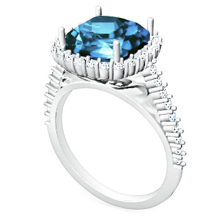 טבעת הולו- אבן חן מרכזית Cushion מוקפת יהלומים