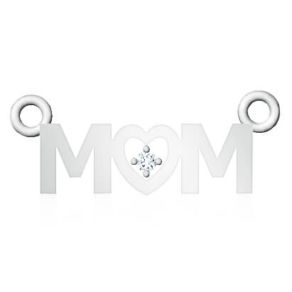 תליון MOM עם יהלום- מתנה לאימא וליולדת