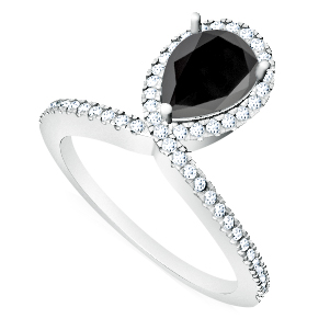 טבעת יהלומים לאישה עם יהלום שחור מרכזי
