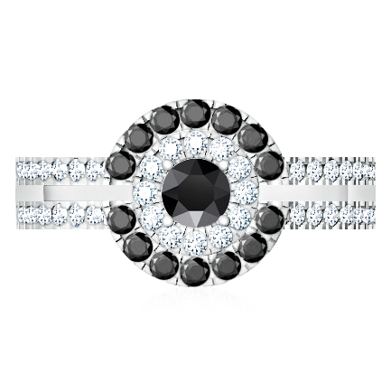 טבעת הולו עם יהלומים שחורים