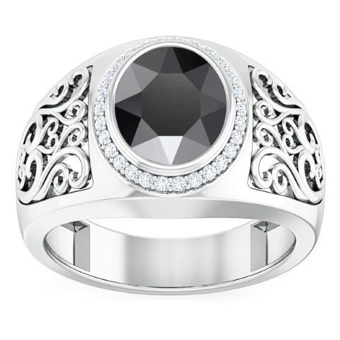 טבעת יהלום שחור