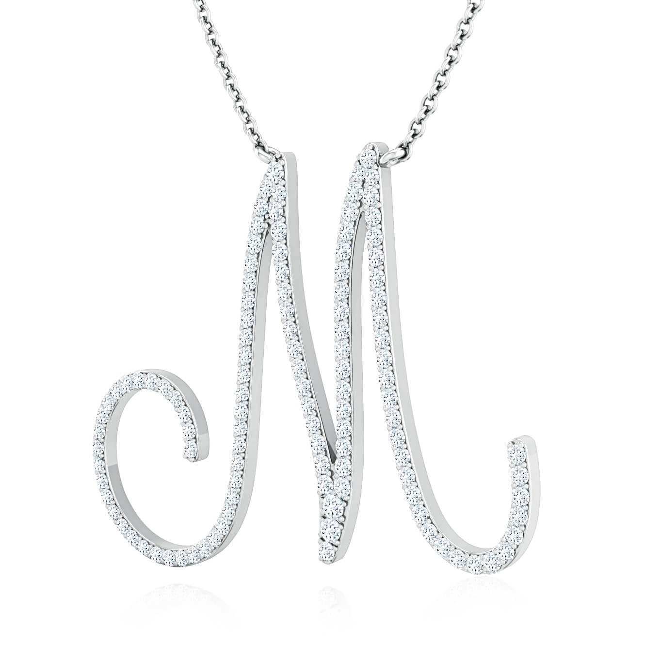 תליון יהלומים עדין- אות שם באנגלית