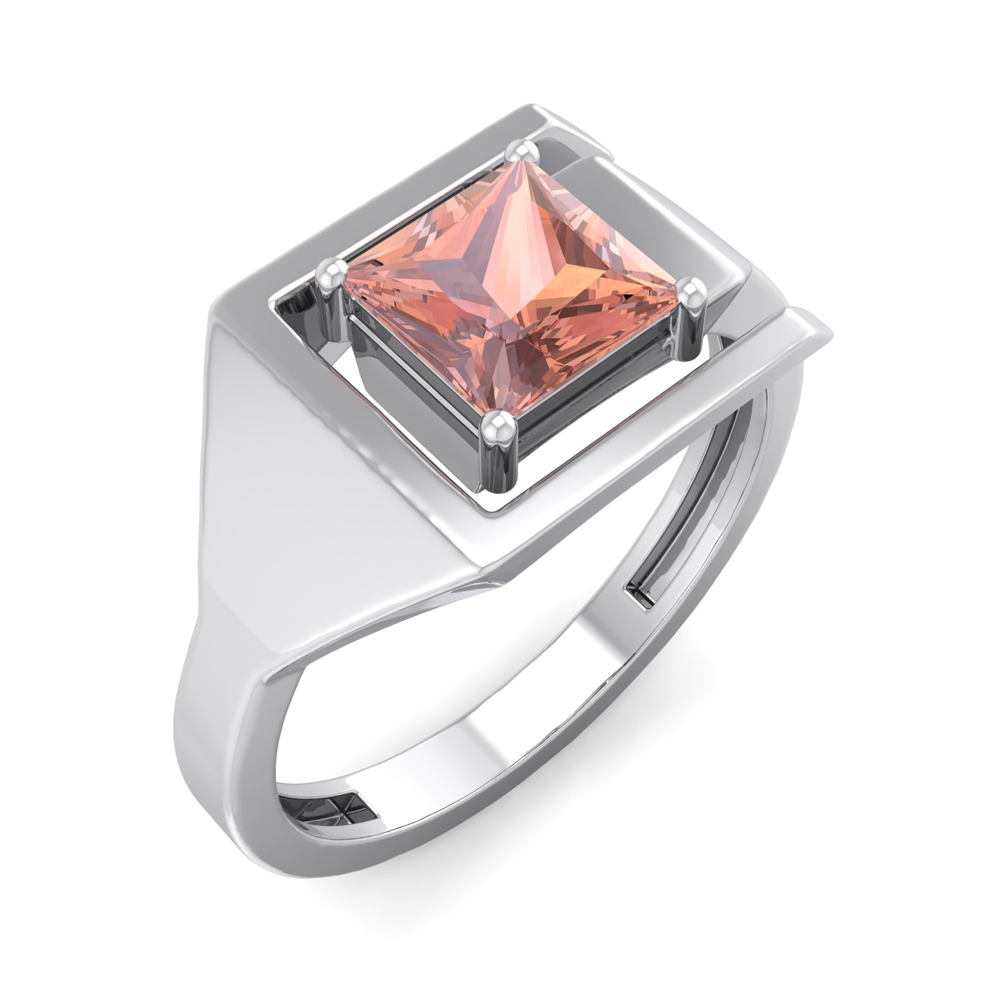 טבעת זהב לבן עם אבן חן פרינסס