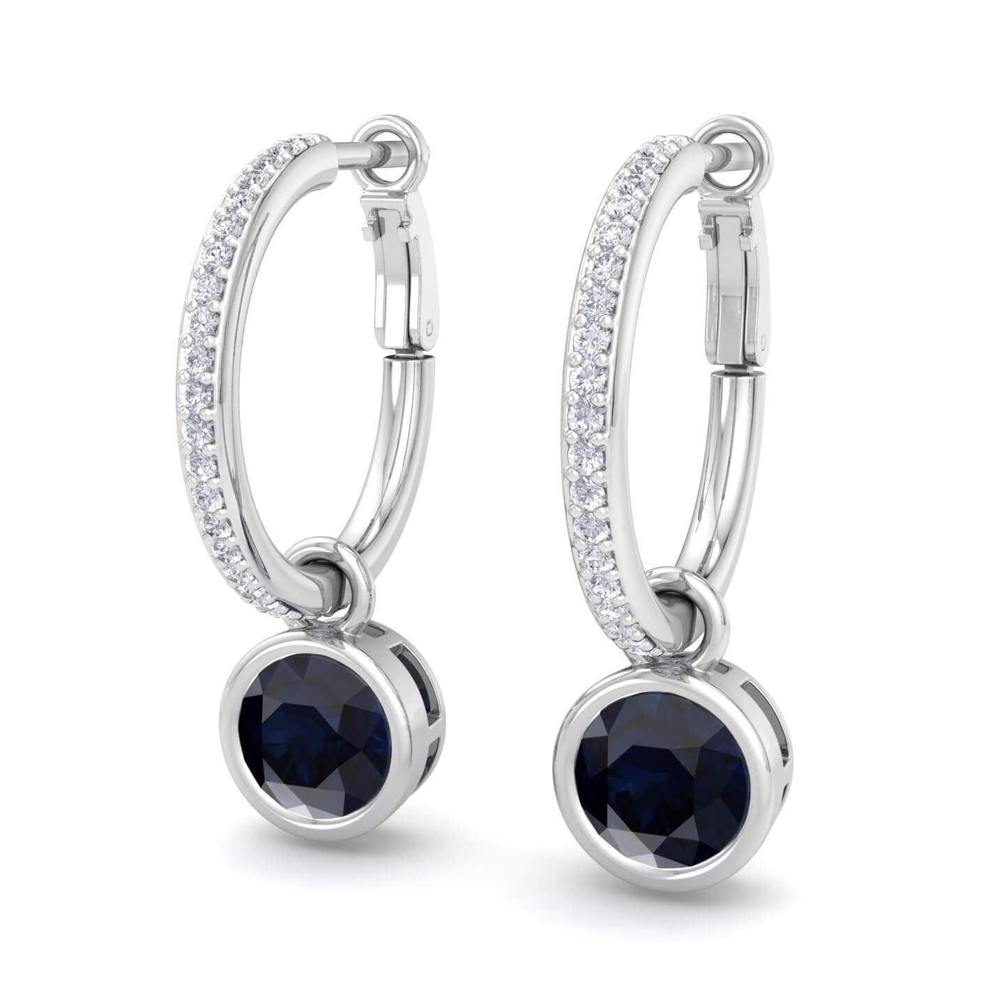 עגיל יהלומים עם אבני חן