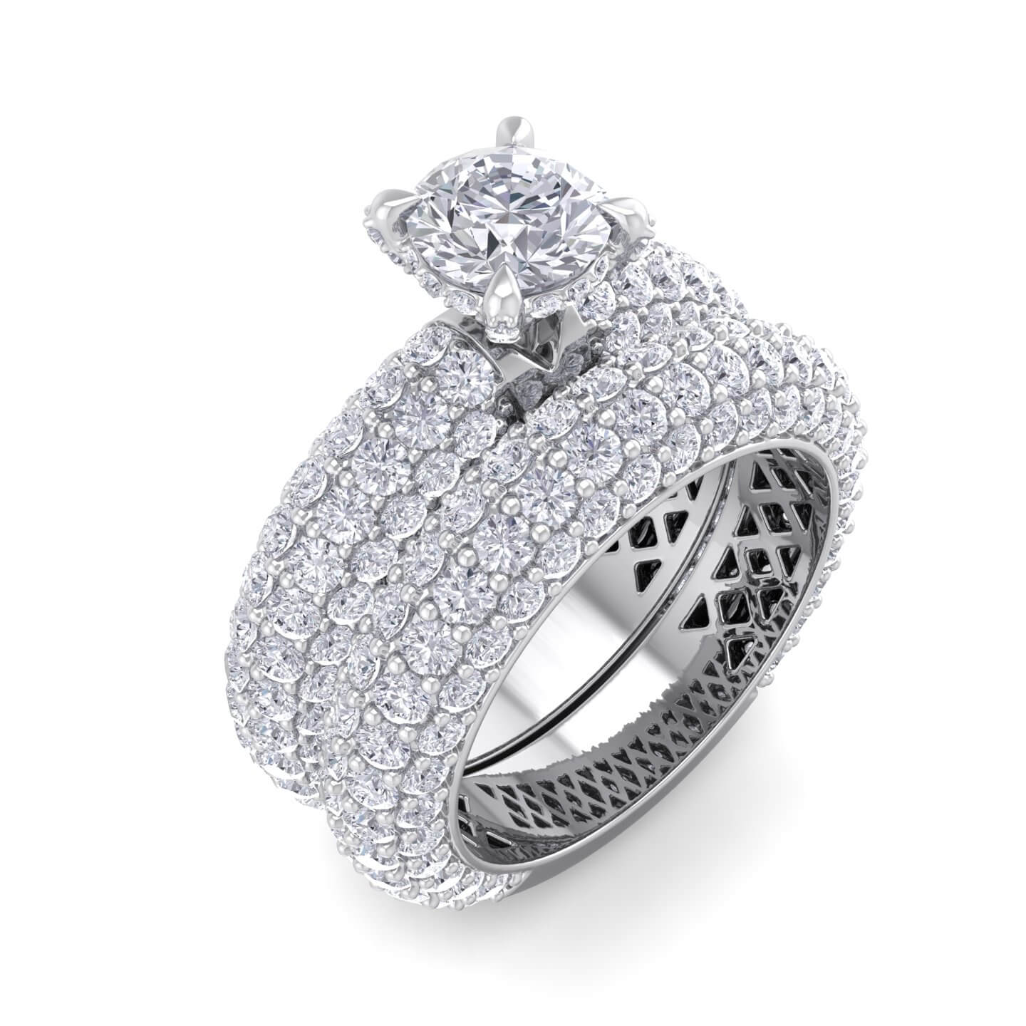 טבעת יהלומים משובצת