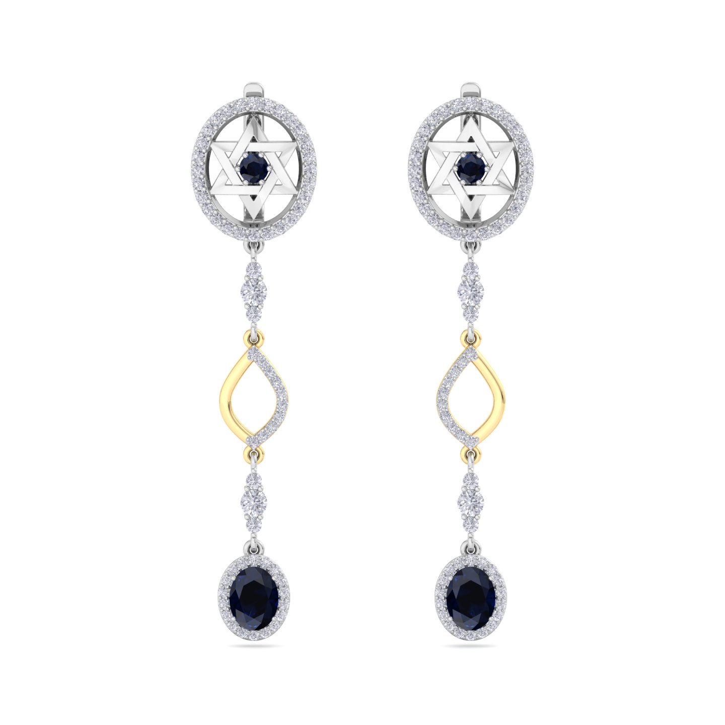 עגילי מגן דוד יהלומים