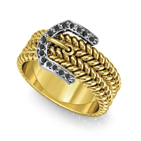 טבעת חגורה זהב ויהלומים שחורים