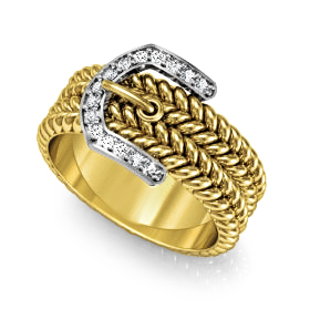 טבעת חגורה זהב ויהלומים